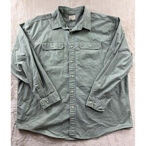 L.L. Bean Sun washed Canvas Shirt 2XL Traditional Fit 270133 Long Sleeve Green